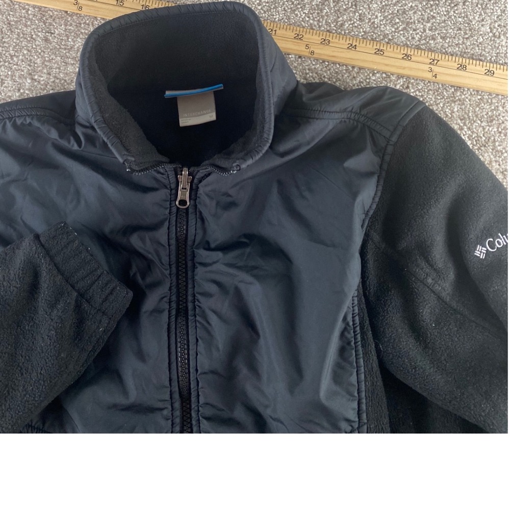 Columbia Interchange Women Black Full Zip Fleece Jacket Hybrid Mock Neck Medium